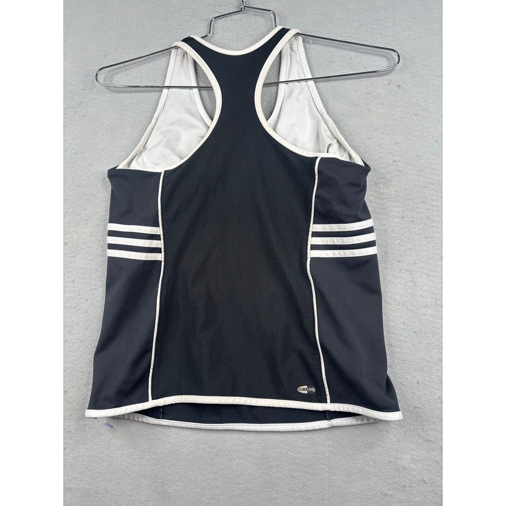 Adidas ClimaCool Racerback Tank Top Black White Stripes Shelf Bra Womens Large - Picture 5 of 6